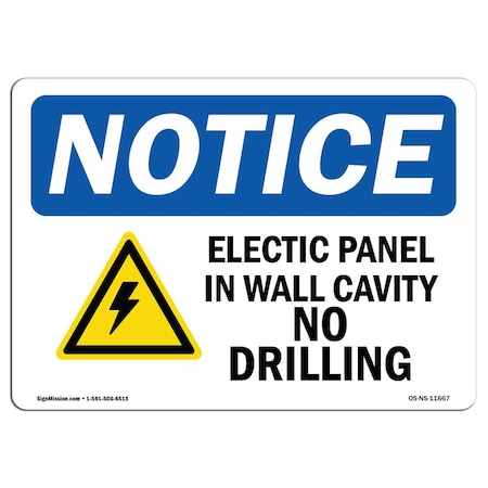 Signmission OSHA Notice Sign, 12" H, Rigid Plastic, Electrical Panel In Wall Cavity Sign With Symbol, Landscape OS-NS-P-1218-L-11667